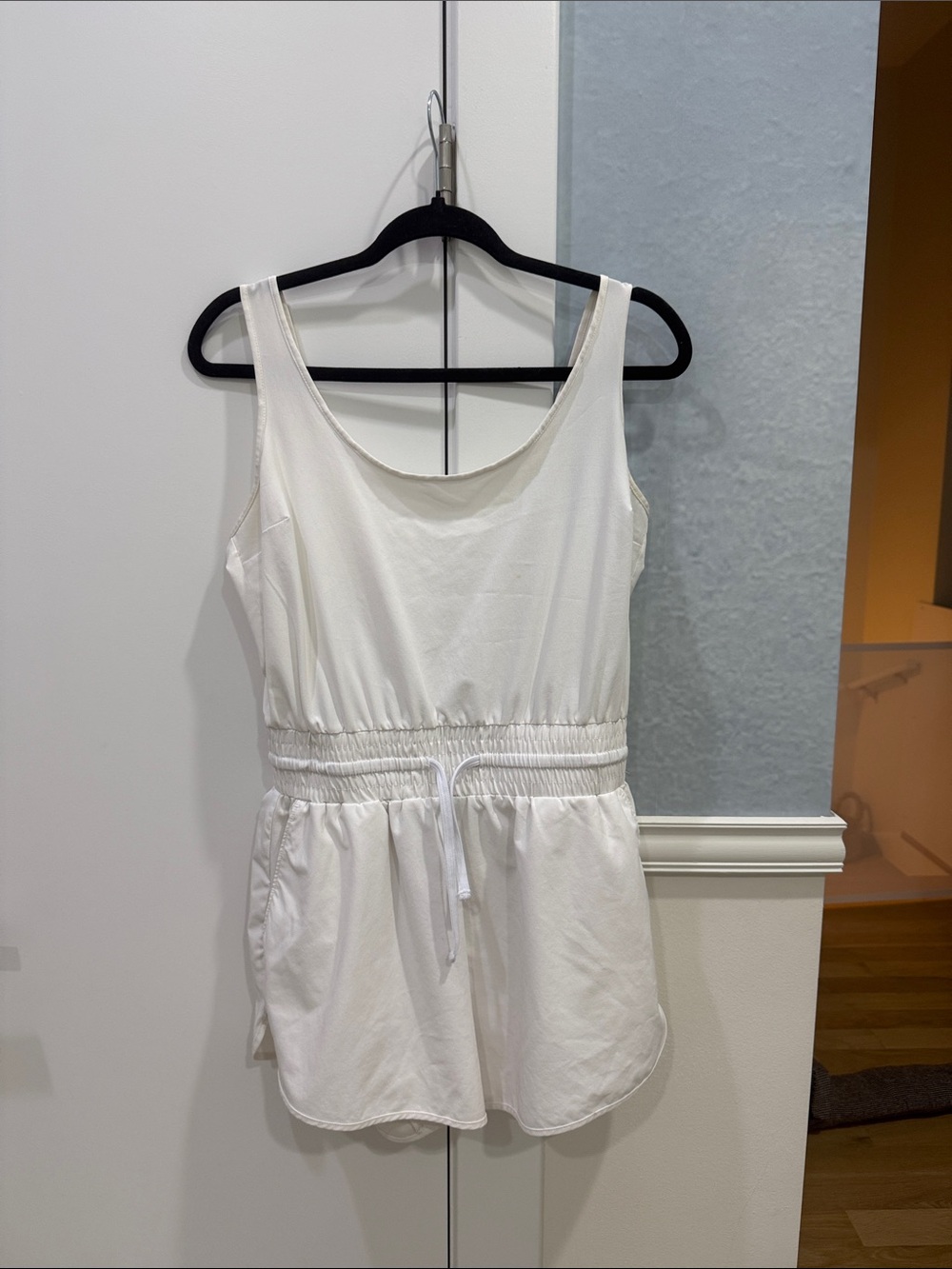 Abercrombie & Fitch White Tank Romper with Drawstring